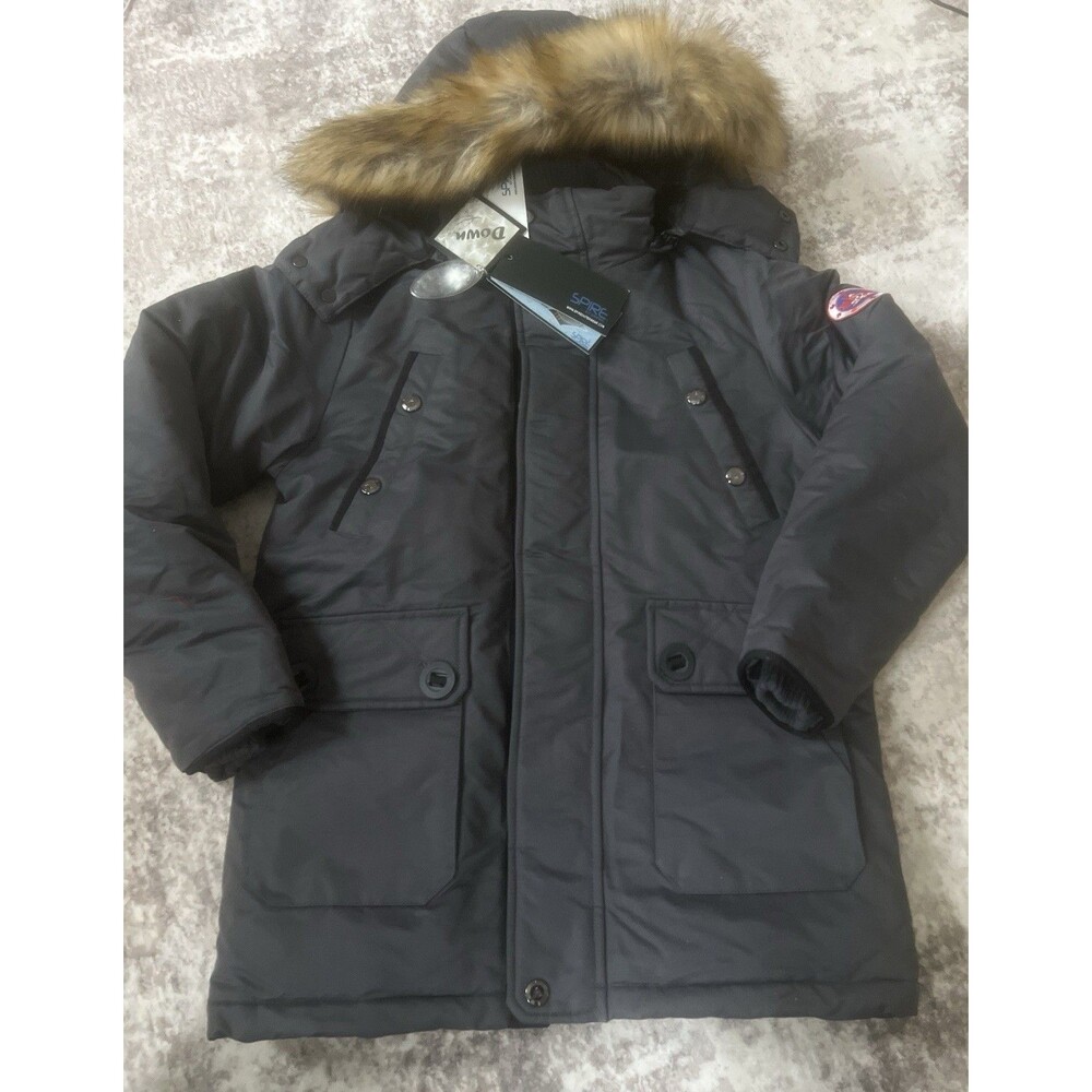 Spire By Galaxy Jacket Boys 10/12 Hooded Charcoal Winter Heavyweight Parka